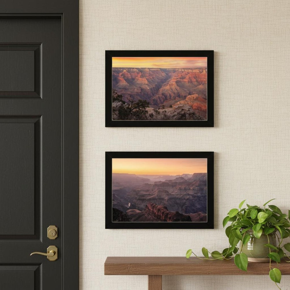 HomeRoots Set of Two Grand Canyon Black Framed Wall Art Prints - Elegant Landscape Decor for Any Space 568789