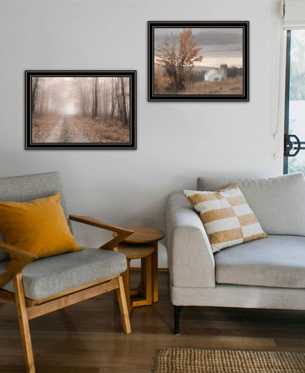 HomeRoots Set of Two Framed Autumn Farmhouse Prints - Watkins Glen Art for Cozy Home Décor & Wall Styling 568791