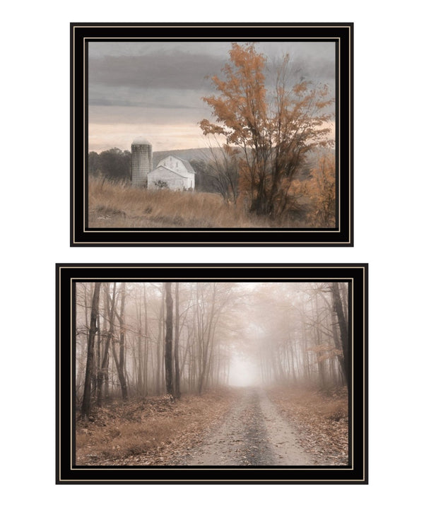 HomeRoots Set of Two Framed Autumn Farmhouse Prints - Watkins Glen Art for Cozy Home Décor & Wall Styling 568791