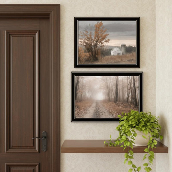 HomeRoots Set of Two Framed Autumn Farmhouse Prints - Watkins Glen Art for Cozy Home Décor & Wall Styling 568791