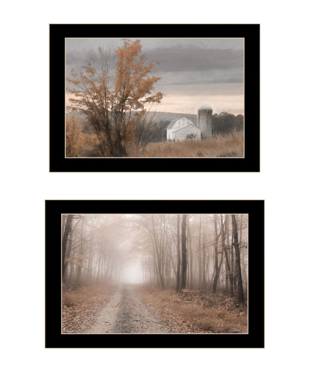 HomeRoots Set of Two Framed Autumn Farmhouse Wall Art Prints - Black Frames for Timeless Home Décor 568793