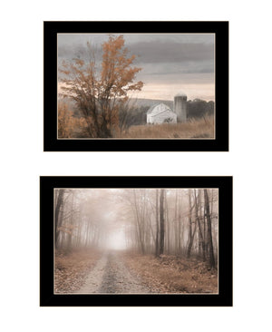 HomeRoots Set of Two Framed Autumn Farmhouse Wall Art Prints - Black Frames for Timeless Home Décor 568793