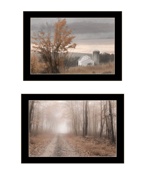 HomeRoots Set of Two Framed Autumn Farmhouse Wall Art Prints - Black Frames for Timeless Home Décor 568793