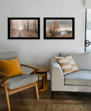 HomeRoots Set of Two Framed Autumn Farmhouse Wall Art Prints - Black Frames for Timeless Home Décor 568793