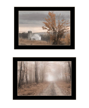 HomeRoots Set of Two Framed Autumn Farmhouse Wall Art Prints - Black Frames for Timeless Home Décor 568793