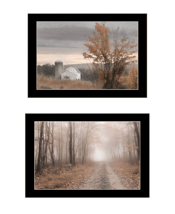 HomeRoots Set of Two Framed Autumn Farmhouse Wall Art Prints - Black Frames for Timeless Home Décor 568793