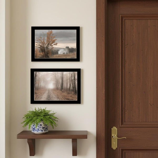HomeRoots Set of Two Framed Autumn Farmhouse Wall Art Prints - Black Frames for Timeless Home Décor 568793