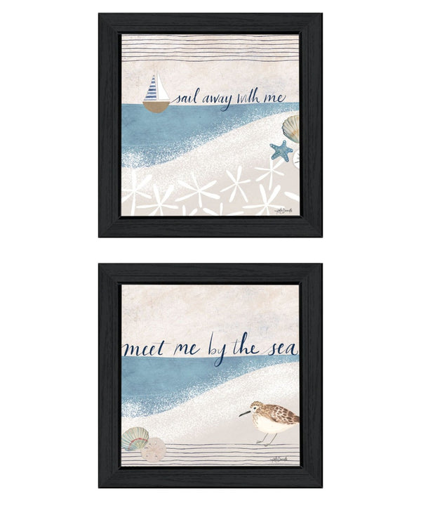 HomeRoots Set of Two Coastal-Inspired Framed Wall Art Prints - Modern Sail Away Decor for Home & Office 568794