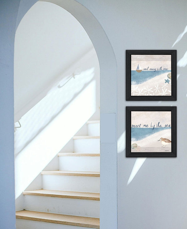 HomeRoots Set of Two Coastal-Inspired Framed Wall Art Prints - Modern Sail Away Decor for Home & Office 568794