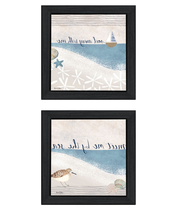 HomeRoots Set of Two Coastal-Inspired Framed Wall Art Prints - Modern Sail Away Decor for Home & Office 568794