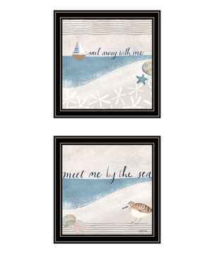 HomeRoots Set of Two Coastal Nautical Framed Wall Art – Modern Black Frames for Stylish Home Décor Accents 568795