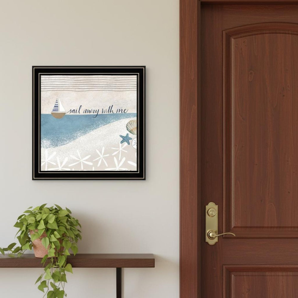 HomeRoots Set of Two Coastal Nautical Framed Wall Art – Modern Black Frames for Stylish Home Décor Accents 568795