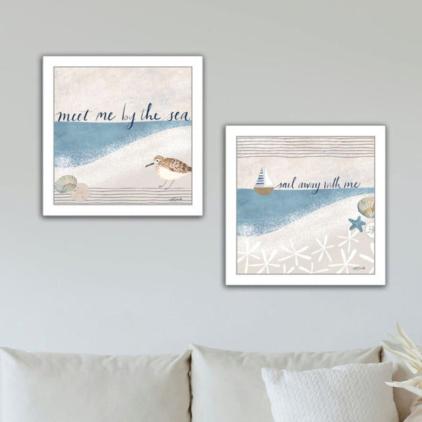 HomeRoots Set of Two Coastal Sailboat Wall Art Prints – Vibrant Framed Decor for Nautical-Inspired Spaces 568797