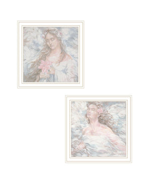 HomeRoots Set of Two White Framed "To Be Free - Love Angel" Wall Art Prints for Modern Home Decor Style 568800