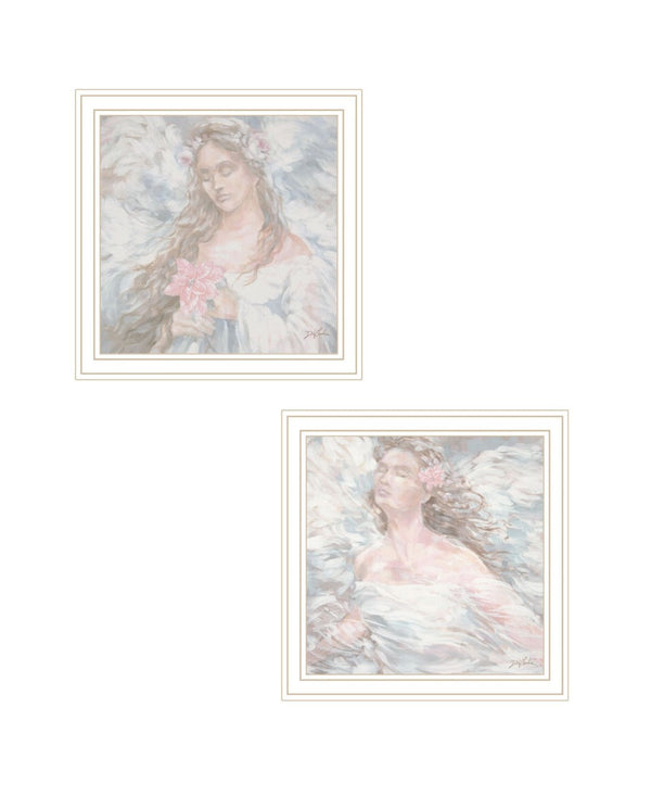 HomeRoots Set of Two White Framed "To Be Free - Love Angel" Wall Art Prints for Modern Home Decor Style 568800