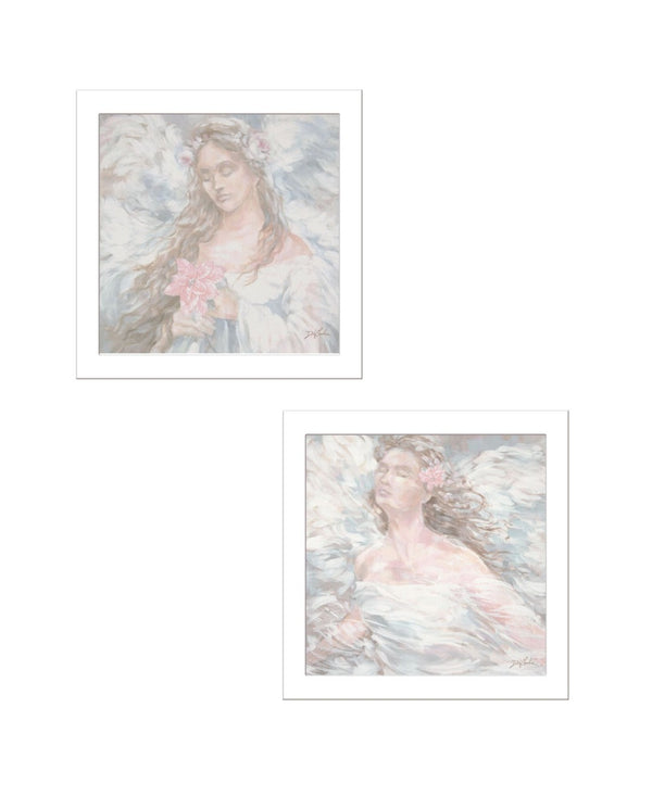 HomeRoots Set of Two Love Angel Framed Wall Art - Modern Spiritual Decor for Living Spaces & Gallery Walls 568801