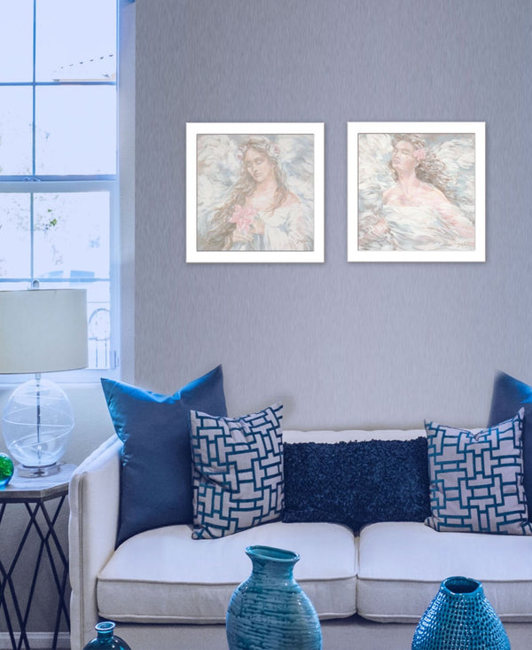 HomeRoots Set of Two Love Angel Framed Wall Art - Modern Spiritual Decor for Living Spaces & Gallery Walls 568801