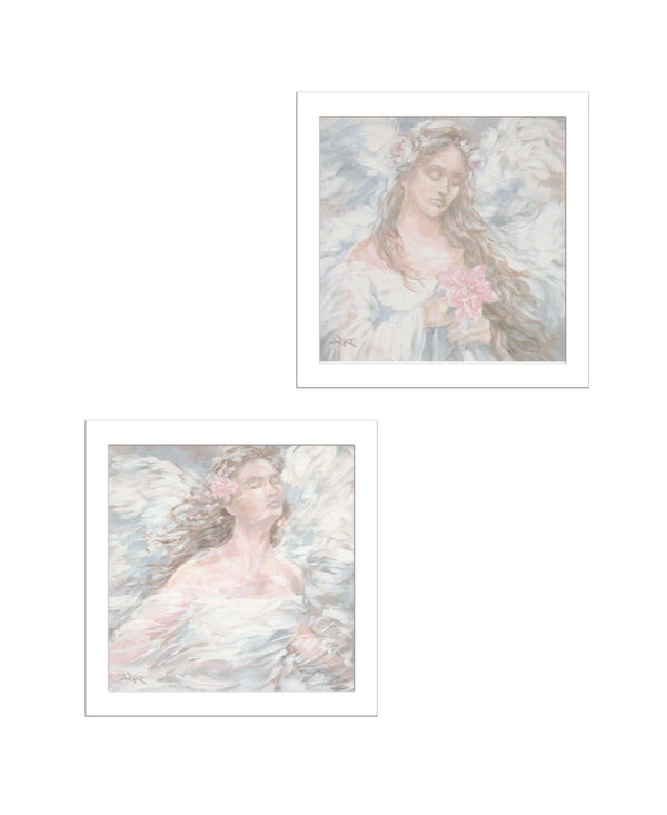 HomeRoots Set of Two Love Angel Framed Wall Art - Modern Spiritual Decor for Living Spaces & Gallery Walls 568801