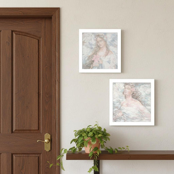 HomeRoots Set of Two Love Angel Framed Wall Art - Modern Spiritual Decor for Living Spaces & Gallery Walls 568801