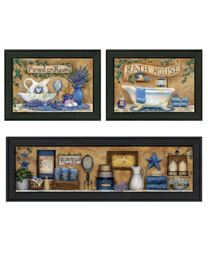 HomeRoots Set of Three Framed Lavender Bath Prints – Spa-Inspired Wall Art for Relaxation & Serenity 568806