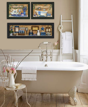 HomeRoots Set of Three Framed Lavender Bath Prints – Spa-Inspired Wall Art for Relaxation & Serenity 568806