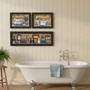 HomeRoots Set of Three Framed Lavender Bath Prints – Spa-Inspired Wall Art for Relaxation & Serenity 568806