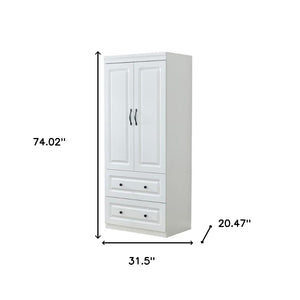 Homeroots 74" White Two Door Two Drawer Combo Dresser – Stylish Storage Solution For Any Bedroom Decor!  Manufactured Wood 568810