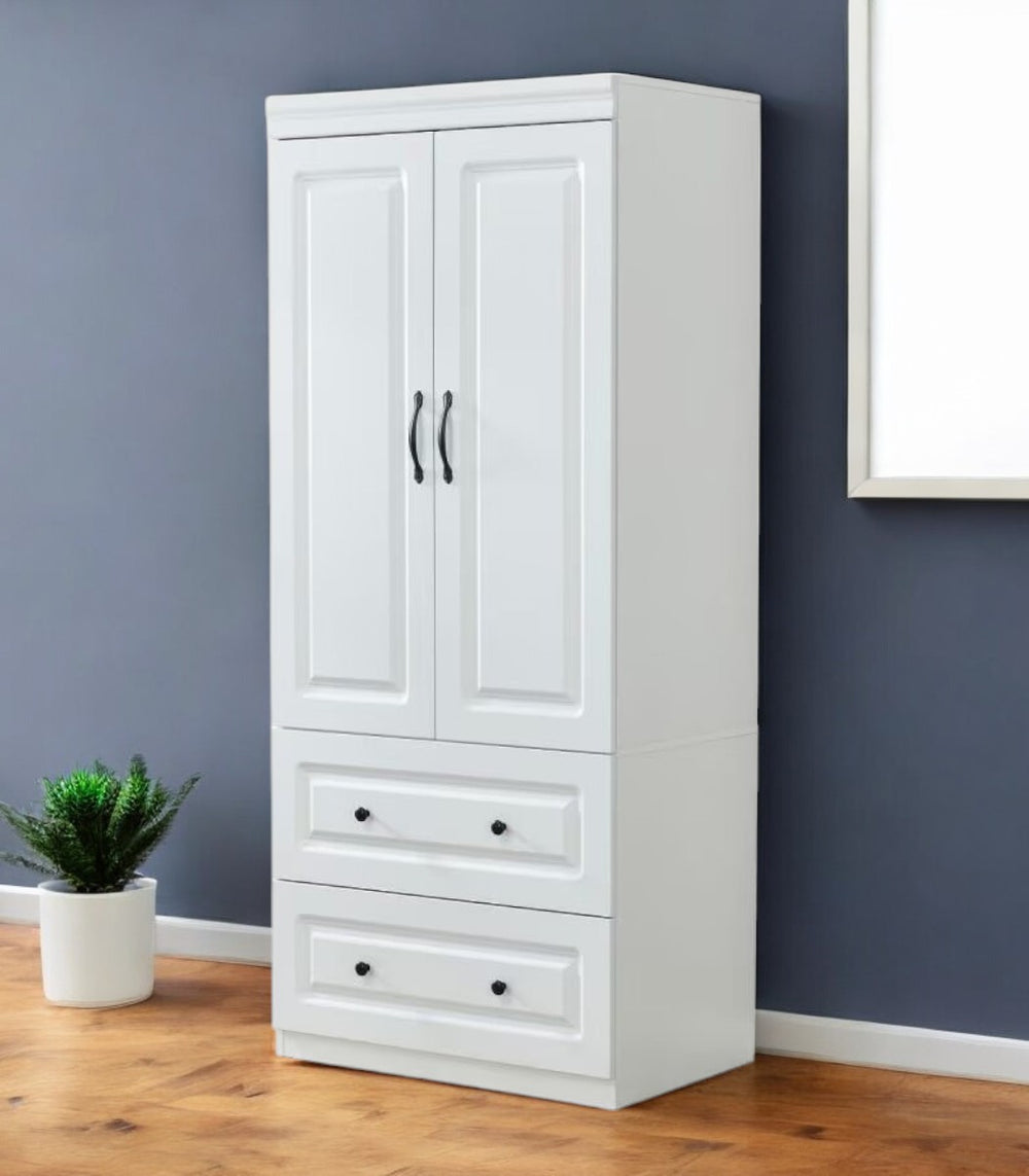 Homeroots 74" White Two Door Two Drawer Combo Dresser – Stylish Storage Solution For Any Bedroom Decor!  Manufactured Wood 568810