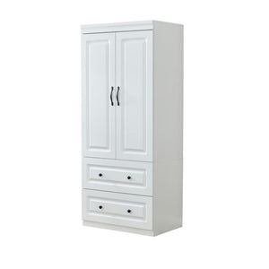 HomeRoots 74" White Modern Two-Door, Two-Drawer Combo Dresser - Stylish Storage Solution for Any Bedroom Decor 568810