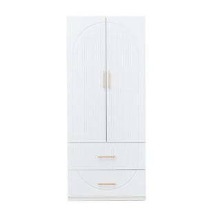 HomeRoots 74" Elegant White Carved Geometric Combo Dresser with Gold Accents for Stylish Storage Solutions 568811