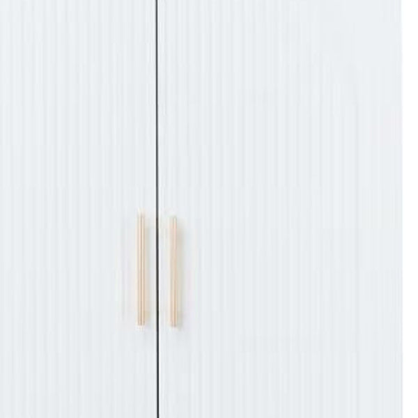 Homeroots 74" White Carved Geometric Combo Dresser With Two Doors & Drawers - Stylish Storage Solution  Manufactured Wood 568811