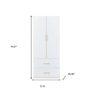 Homeroots 74" White Carved Geometric Combo Dresser With Two Doors & Drawers - Stylish Storage Solution  Manufactured Wood 568811