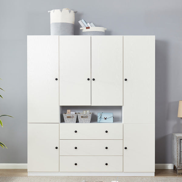 Homeroots 74" White Wood Six-door Combo Dresser With Three Drawers – Stylish Storage Solution For Any Room  Manufactured Wood 568812