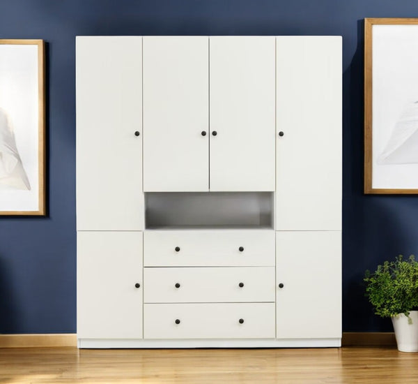 Homeroots 74" White Wood Six-door Combo Dresser With Three Drawers – Stylish Storage Solution For Any Room  Manufactured Wood 568812