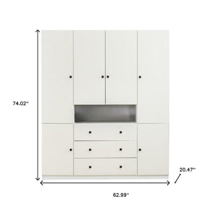 Homeroots 74" White Wood Six-door Combo Dresser With Three Drawers – Stylish Storage Solution For Any Room  Manufactured Wood 568812