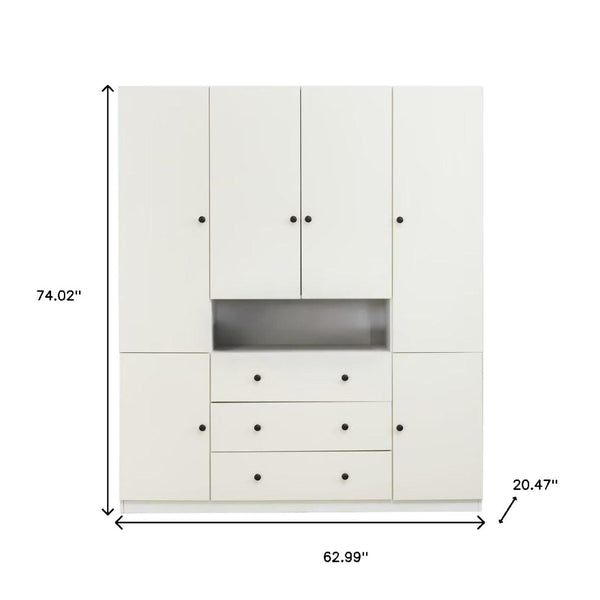 Homeroots 74" White Wood Six-door Combo Dresser With Three Drawers – Stylish Storage Solution For Any Room  Manufactured Wood 568812