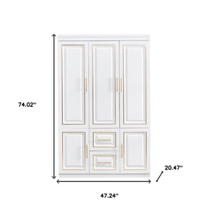 Homeroots 74" White And Gold Combo Dresser - Stylish Five Door, Two Drawer Storage Solution For Any Room  Manufactured Wood 568813