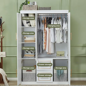 Homeroots 74" White And Gold Combo Dresser - Stylish Five Door, Two Drawer Storage Solution For Any Room  Manufactured Wood 568813