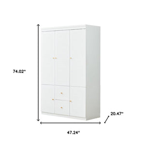 Homeroots 74" Elegant White Five-door Two-drawer Combo Dresser For Stylish Bedroom Storage Solutions  Manufactured Wood 568814