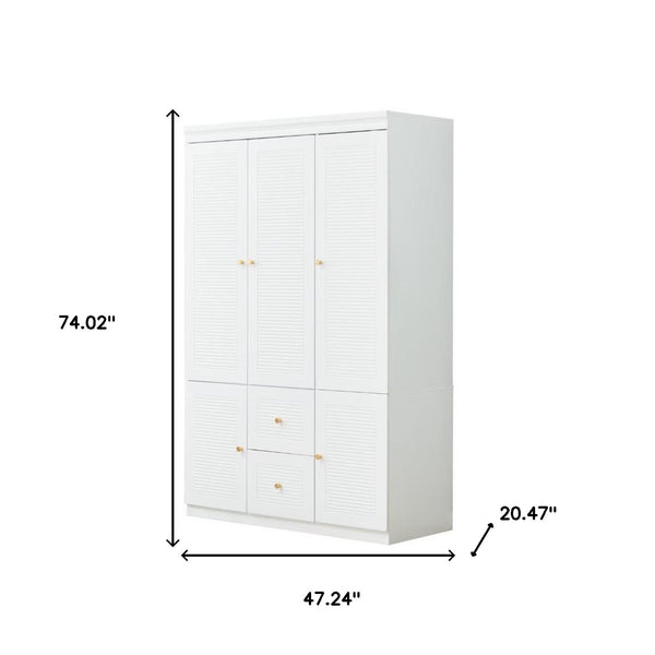 Homeroots 74" Elegant White Five-door Two-drawer Combo Dresser For Stylish Bedroom Storage Solutions  Manufactured Wood 568814