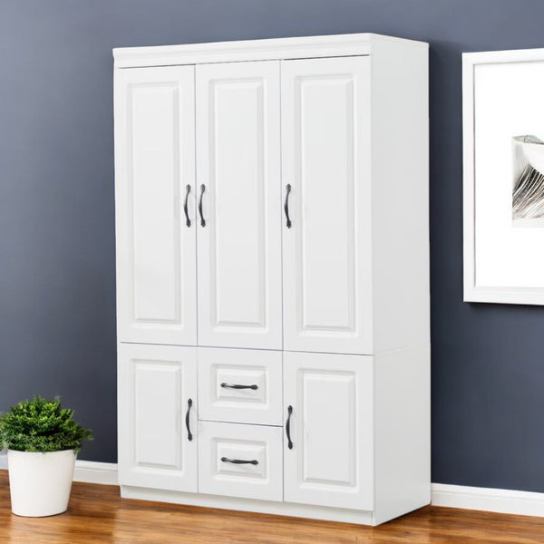 Homeroots 74" Elegant White Five-door Two-drawer Combo Dresser For Stylish Bedroom Storage Solutions  Manufactured Wood 568815