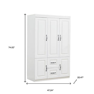 Homeroots 74" Elegant White Five-door Two-drawer Combo Dresser For Stylish Bedroom Storage Solutions  Manufactured Wood 568815
