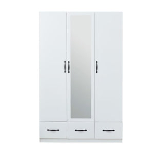 HomeRoots 74" White Mirrored Combo Dresser with 3 Doors & 3 Drawers - Elegant Storage Solution for Your Bedroom 568817