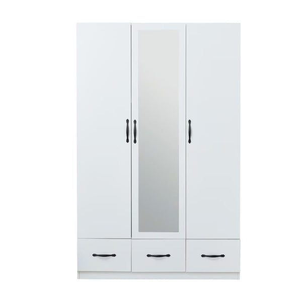 HomeRoots 74" White Mirrored Combo Dresser with 3 Doors & 3 Drawers - Elegant Storage Solution for Your Bedroom 568817