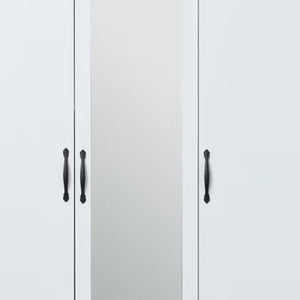 HomeRoots 74" White Mirrored Combo Dresser with 3 Doors & 3 Drawers - Elegant Storage Solution for Your Bedroom 568817