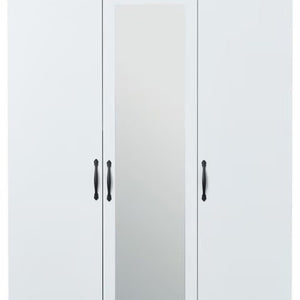 HomeRoots 74" White Mirrored Combo Dresser with 3 Doors & 3 Drawers - Elegant Storage Solution for Your Bedroom 568817