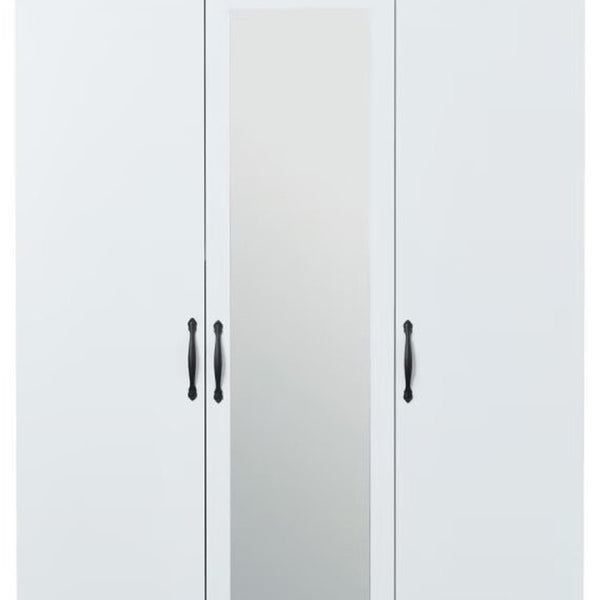 HomeRoots 74" White Mirrored Combo Dresser with 3 Doors & 3 Drawers - Elegant Storage Solution for Your Bedroom 568817