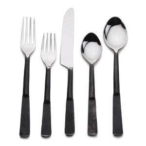 Homeroots Matte Black Stainless Steel Twenty Piece Hand Forged Flatware Set   568825