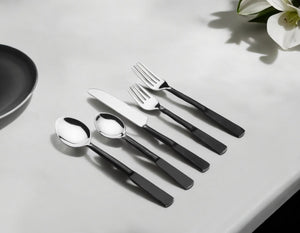 Homeroots Matte Black Stainless Steel Twenty Piece Hand Forged Flatware Set   568825