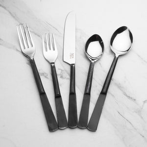 Homeroots Matte Black Stainless Steel Twenty Piece Hand Forged Flatware Set   568825